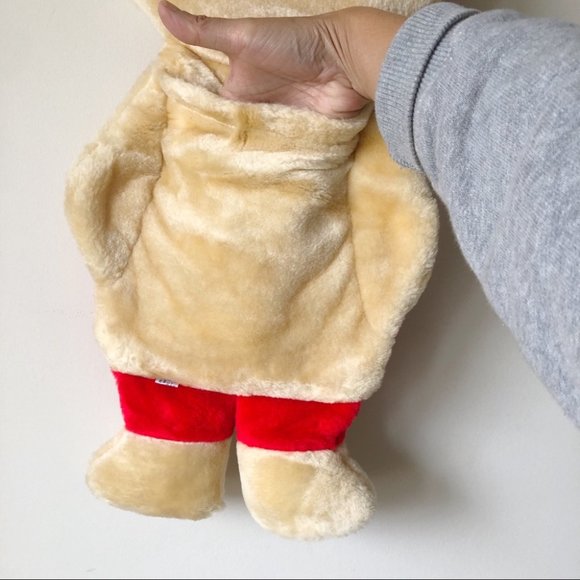 Vintage Plush Teddy Bear Christmas Stocking with Santa Hat - Picture 6 of 8